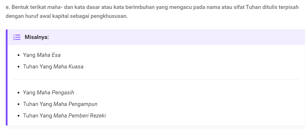 penulisan maha menurut EYD edisi V